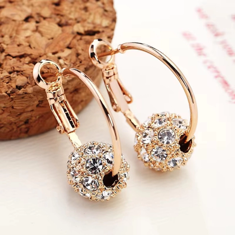 Product image KAHASIL - Anting Tusuk Titanium Wanita Anti Karat dan Luntur Bola Kristal Stud Hoop Earrings KH086 all variant RAINBOW
